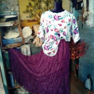 brugundy lace skater skirt and top